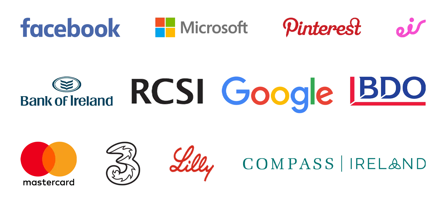 companies the happy pear has worked with recently: facebook, microsoft, pinterest, eir, bank of ireland, rcsi, google, bd, mastercard, 3, lily, compass ireland